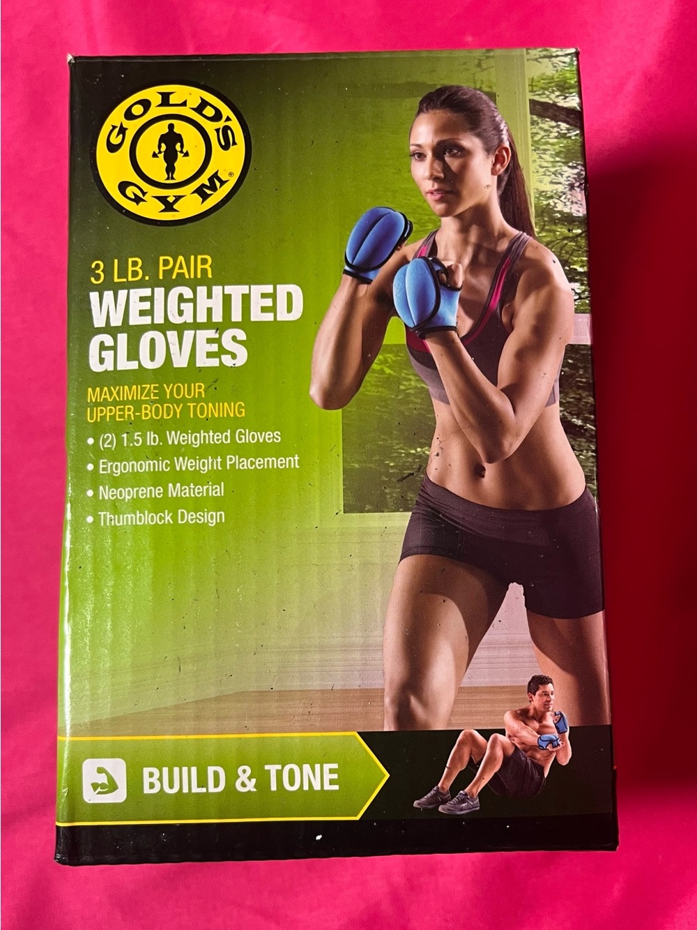 NIB! Gold's Gym 3 lb Pair 1.5 lbs each Weighted Gloves- Build & Tone